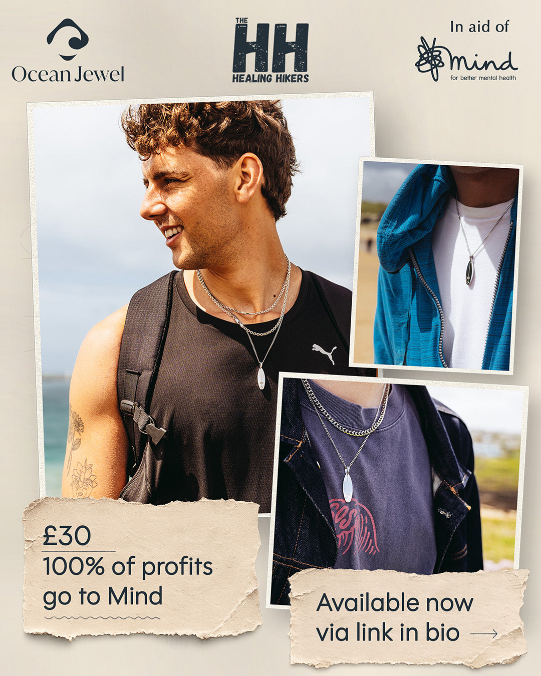 Tom Prout Healing Hikers X OceanJewel Kanagawa Wave Pendant