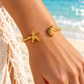 Gold Starfish Shell Bangle Bracelet