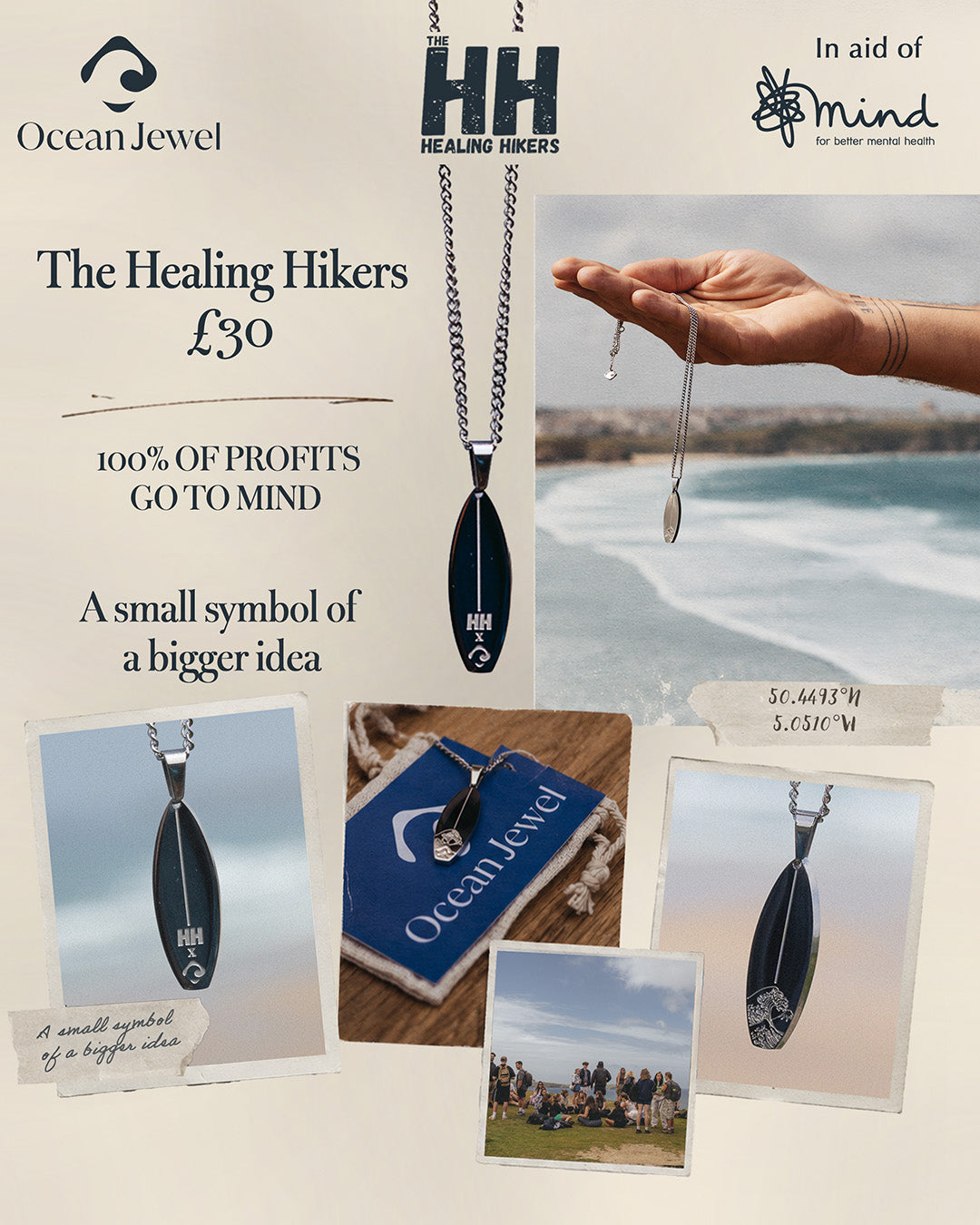 Tom Prout Healing Hikers X OceanJewel Kanagawa Wave Pendant