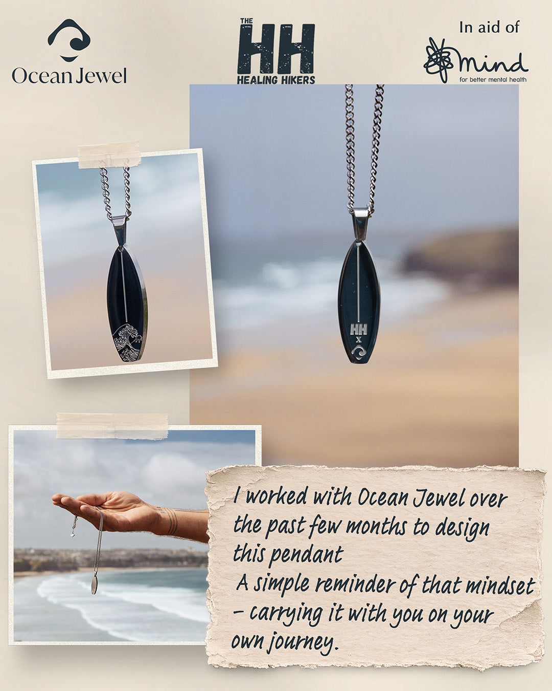 Tom Prout Healing Hikers X OceanJewel Kanagawa Wave Pendant