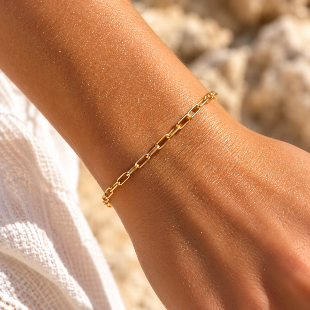 Gold Paperclip Bracelet 2mm