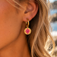 Coloured Star Gold Hoop Earrings Fuchsia