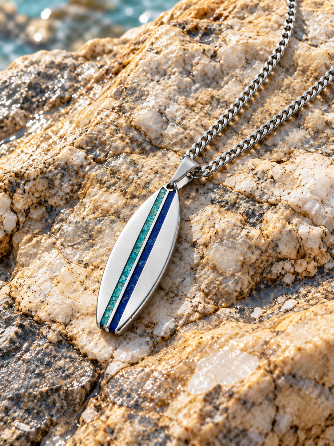 Crushed Stone Pinstripe Surfboard Pendant