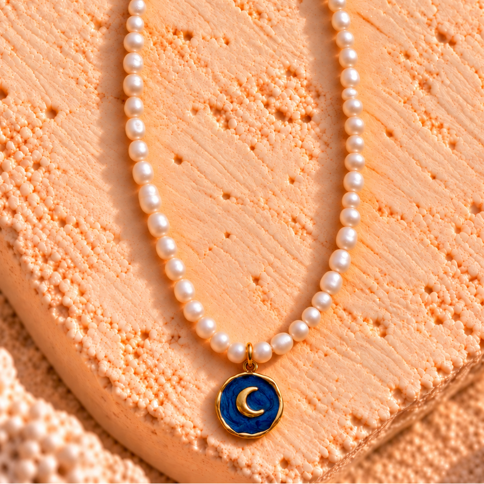 Blue Starfish Pearl Necklace Gold (NEW)