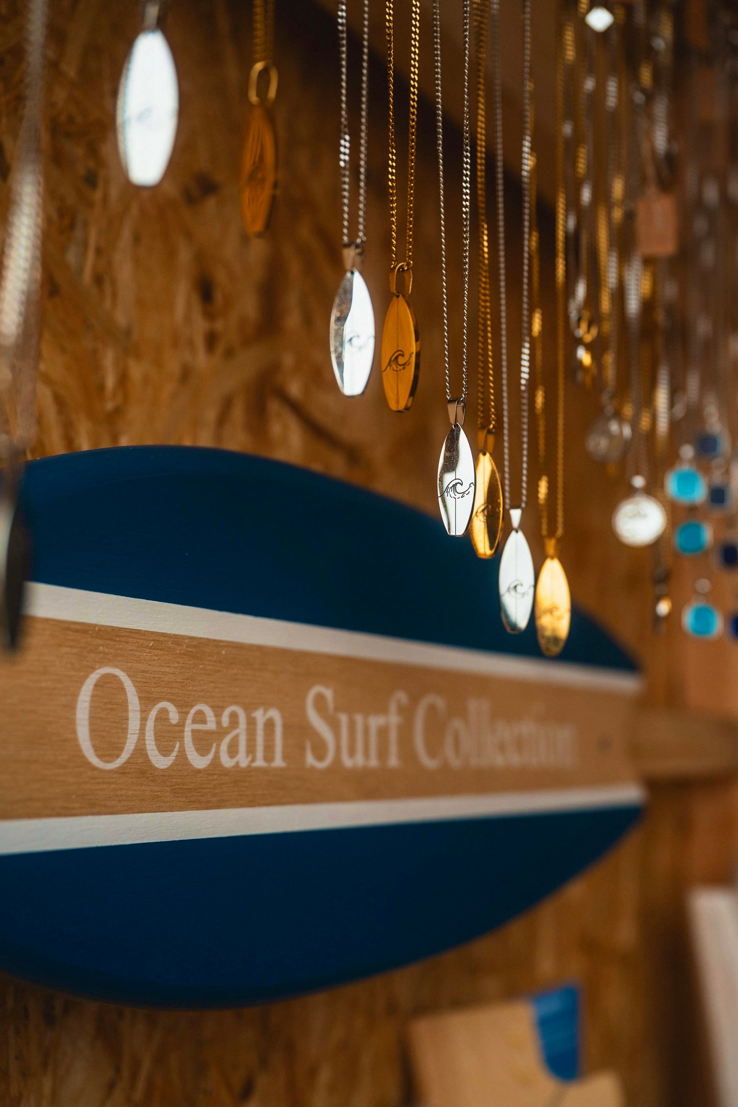 Silver Wave Surfboard Pendant