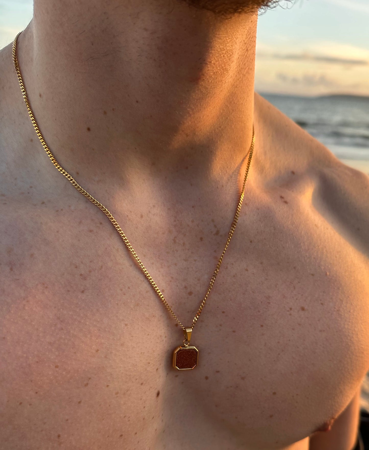 Gold Red Sandstone Pendant