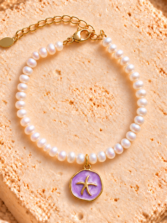 Purple Starfish Pearl Bracelet Gold (NEW)